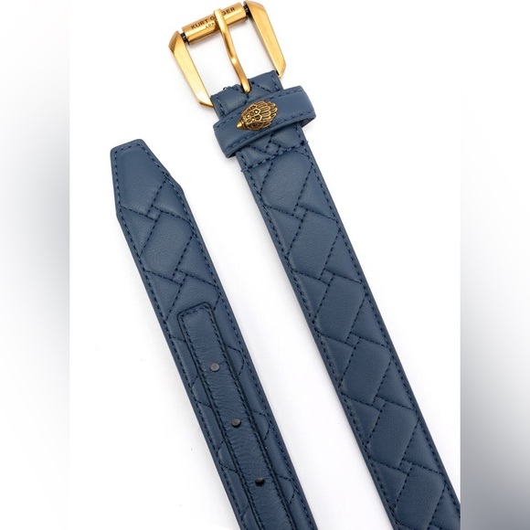 KURT GEIGER LONDON WOMENS QUILTED LEATHER BELT VINTAGE INDIGO BLUE SIZE M/L NWT - Picture 16 of 16
